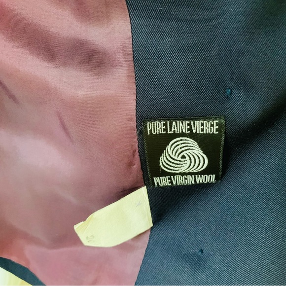 Navy blue pure virgin wool long blazer double breasted collar gold metal buttons - Picture 13 of 15